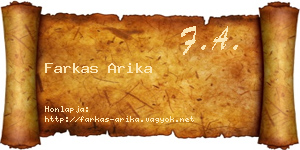 Farkas Arika névjegykártya